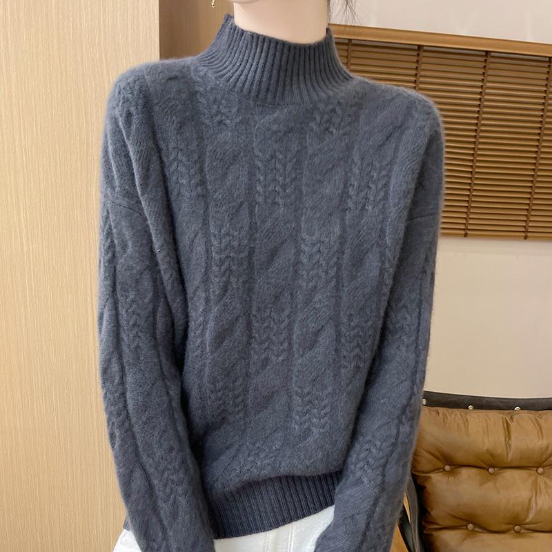 Women's Cashmere Sweater Qinghe Cashmere 30% Cashmere 70% Wool Autumn and Winter Pullover Warm and Fashionable