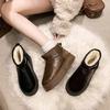 Large size snow boots women's winter new leather fashion casual platform cotton shoes cotton boots women