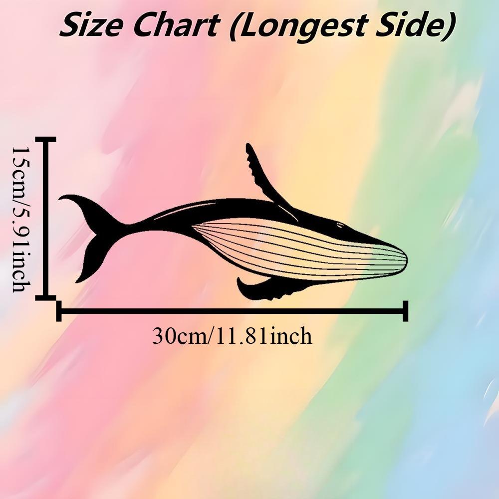 2D Flat Majestic Whale Iron Wall Art Laser Cut Tail Body Design Marine Nautical Decor for Bedroom Office Coastal Spaces
