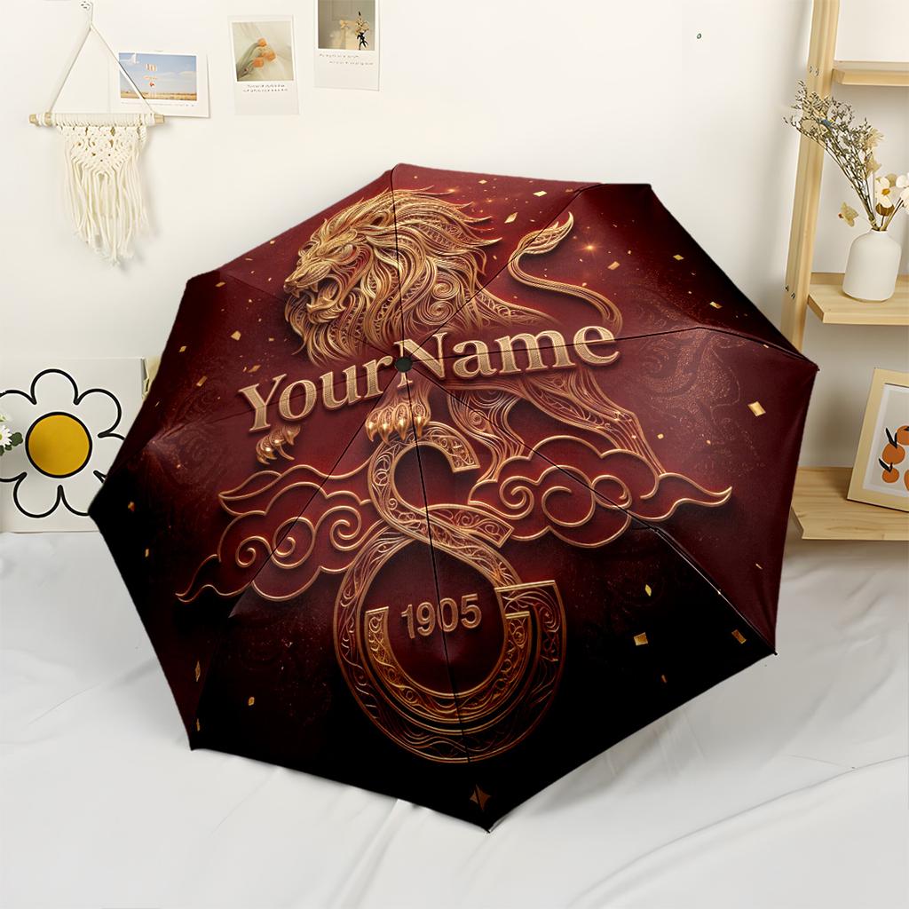 Galatasaray1 Personalized Name Umbrella Outdoor Automatic Umbrella Compact 8-Rib Lightweight Lightweight All-Season Umbrella for Travel