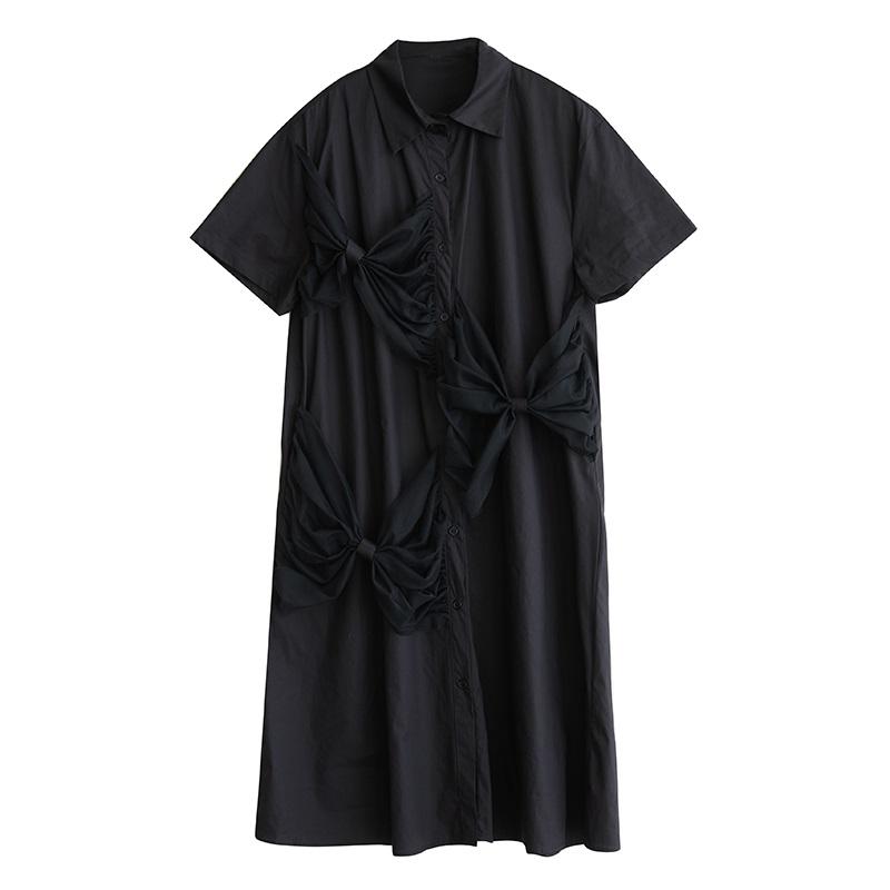 Krátky rukáv Plus size bavlnená vintage novinka v šatách pre ženy ležérne voľné dlhé letné Košeľové šaty