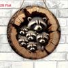 Metal Wall Art Raccoon Family Flat Design, Holes and Rope Included, Home Decor