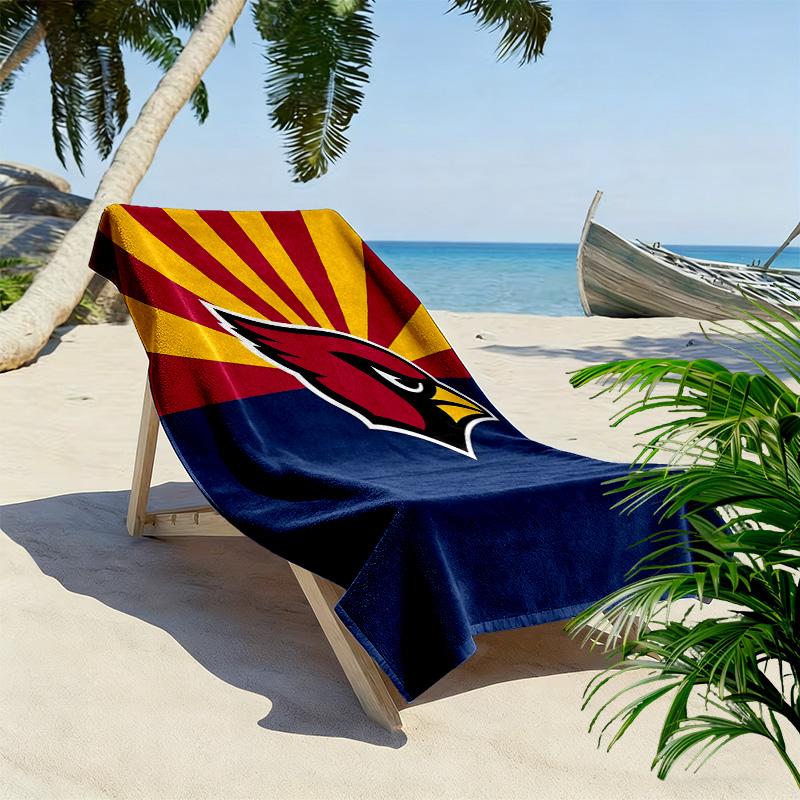 Serviette de plage imprimée Arizona Cardinals, Grande serviette douce à séchage rapide pour la plage, le camping, la natation