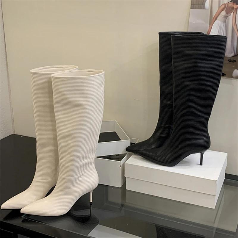 Eilyken Street Style Thin High Heels Pointed Toe Women Knee-High Boots Autumn Winter Party Prom Ladies Shoes