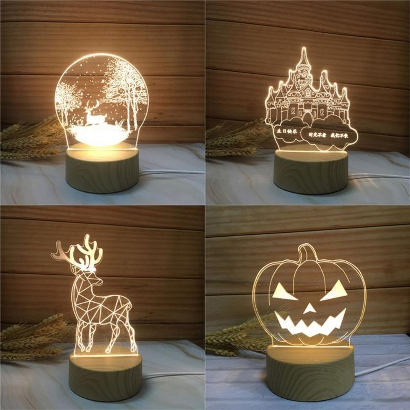 Base Stand Night LED Light Lamp Base 3D Crystal Glass Resin Art Display Stand