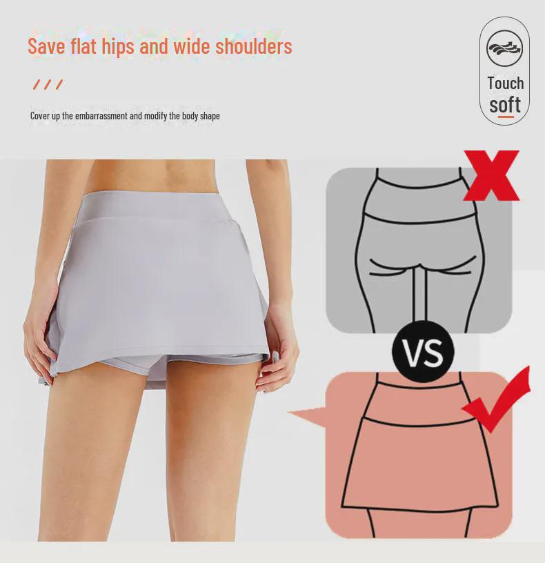 Fustă Sport cu Uscare Rapidă pentru Fete: Skort Tenis și Badminton Două în Unul