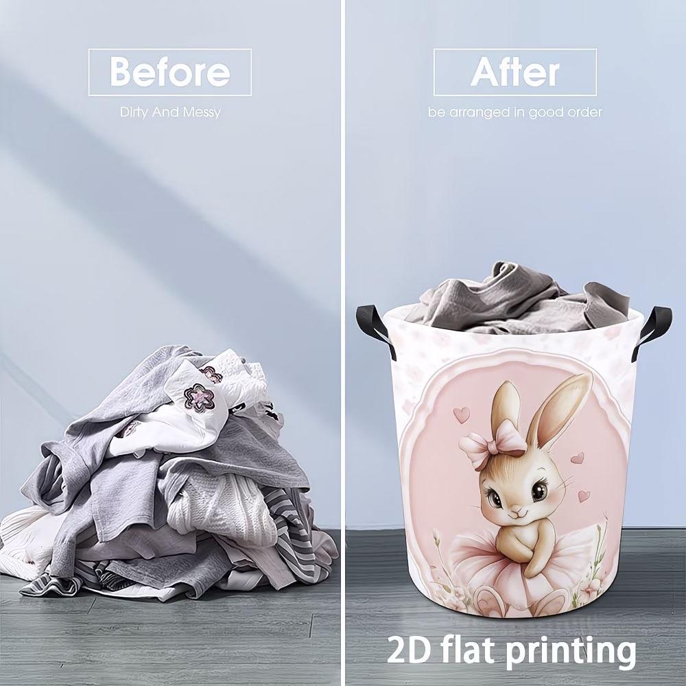 Gentle Pink Heart Rabbit Laundry & Toy Storage Basket