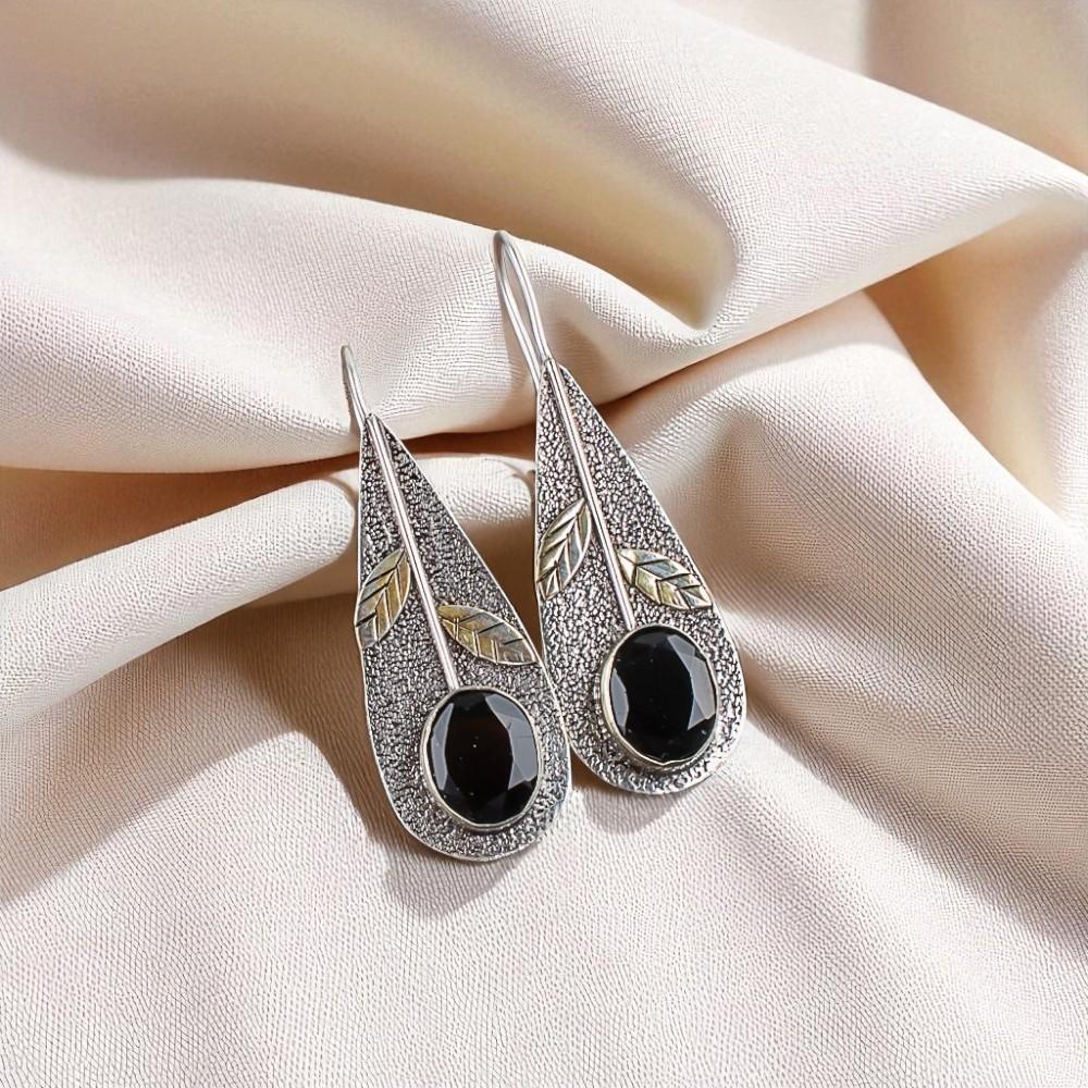 

Black Onyx Gemstone 925 Sterling Silver Jewelry Handmade Women Earrings 2.00 EE-72-17