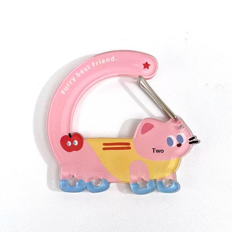 1Pcs Cartoon Cat Carabiner Acrylic Shaped Bag Keychain Cute Animal Backpack Charm Girls Aesthetic Climbing Hook Accessory