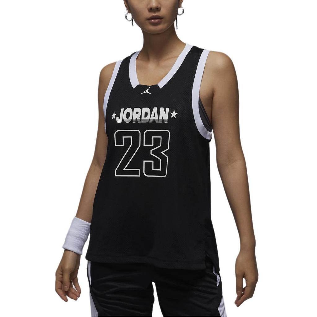 Jordan Air 23 Letra Número Bloque de Color Cuello en V Transpirable Casual Sin Mangas Camiseta sin Mangas Mujer tops Negro FN6688010