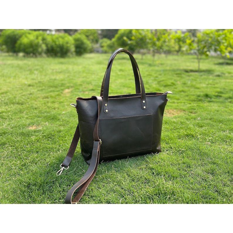 Leather Tote Bag Mom Women Work Maid of Honour Large Leather Tote Purse Shoulder Bag Personalized Shopper Bridesmaid Gift for Her Girlfriend