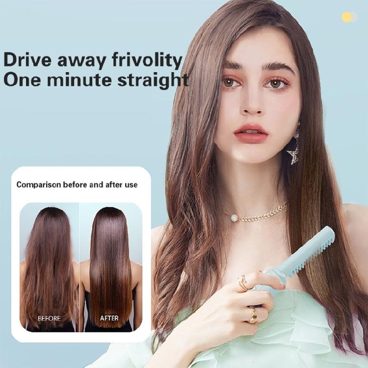 Lightweight Rechargeable Hair Straightener Brush Anti Scald Comb with Quick Heat Up Adjustable Temperature for Travel