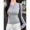 Best-Selling American Retro Black V-Neck Long-Sleeve Slim Fit Shirt