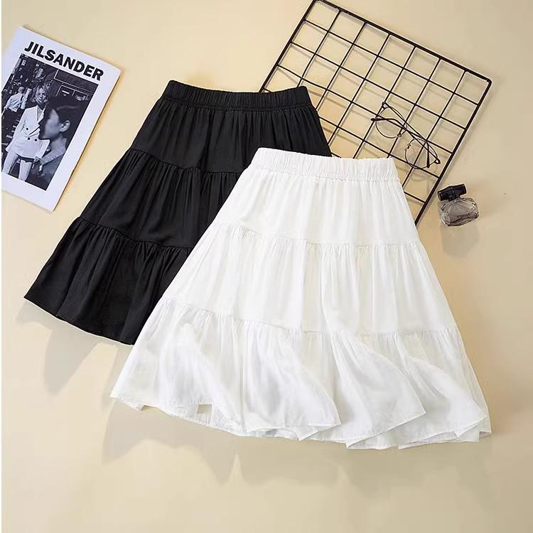 

Plus Size High Waist White A-Line Midi Skirt - Spring 2025 Collection for Women 3XL
