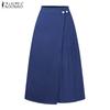 ZANZEA Women Elastic Waist Wrap Ruffled Casual Long Skirts