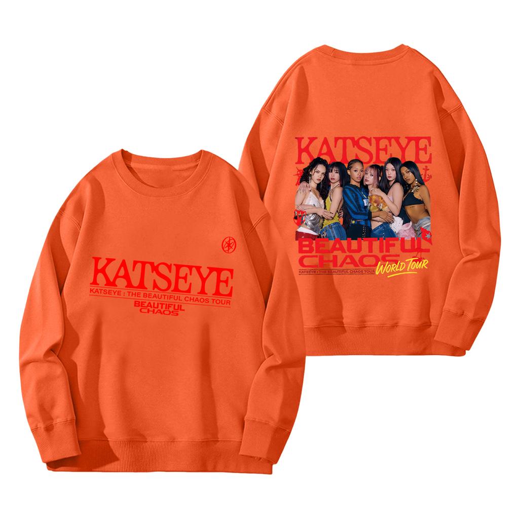 Damenmode Langarm Print Rundhals Lockerer Pullover Sweater Top