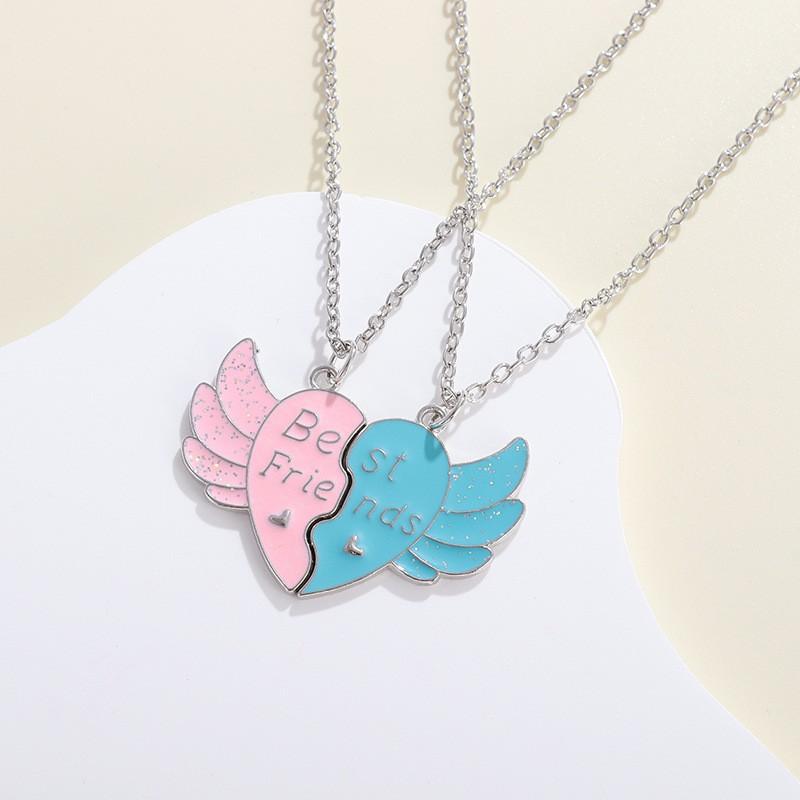 Cross-border New Letters Best Friends Love Stitching Girlfriends Necklace Wing Pendant