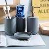 4 Pezzi Dispenser Sapone Bottiglia Detersivo Bagno Porta Spazzolino Tazza Set Scaffale Lozione