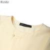 ZANZEA Blusa feminina casual gola redonda cor sólida verão manga curta