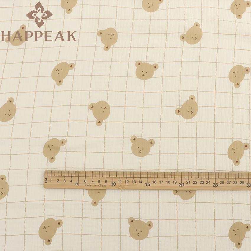HAPPEAK Custom Printed Bear Muslin Gauze Fabric Pure Cotton Double Gauze Fabrics