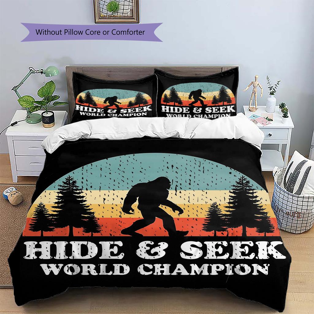 Bigfoot Pattern Bedding Home Decoration Birthday & Festival Gift (1 * duvet cover + 2 * pillowcase, without core)