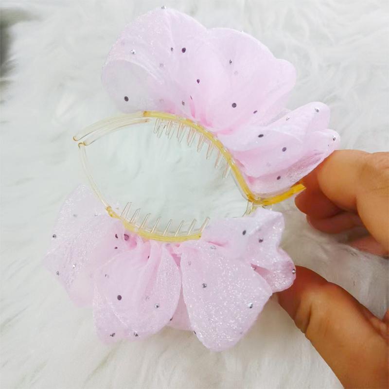 Elegant Flower Clip Resin Bow Mesh Vertical Clip Korean Style Women Ponytail Holder For Gifts Solid Color Hair Accessory