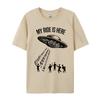 My Ride Alien Flying Saucer UFO Abduction Design Cotton Fabric Luxury Designer T-Shirts For Men Hip Hop T-Shirt Print