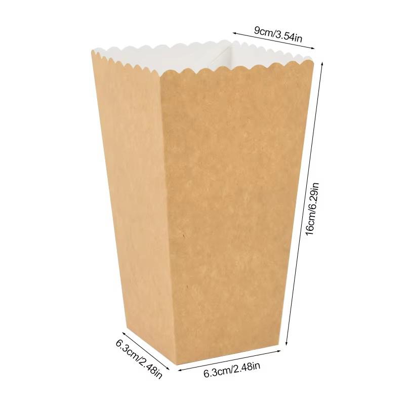 10Pcs Kraft Paper Popcorn Boxes Container, Birthday Party Movie Night Fries Cup, Snack Buckets Wedding Favors Gift Box Supplies