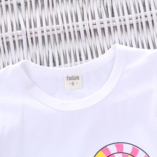 2 bucăți/set ținută pentru fete cu imprimeu floral cu mâneci mușcă din bumbac cu gât rotund tricou drăguț pentru purtarea zilnică