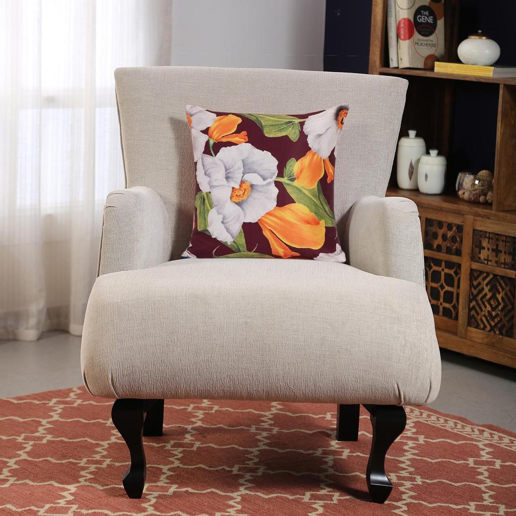 KOKO MAISON INC Kissenbezug mit Blumenmotiv, Polystain | Klappenverschluss | Digitaldruck