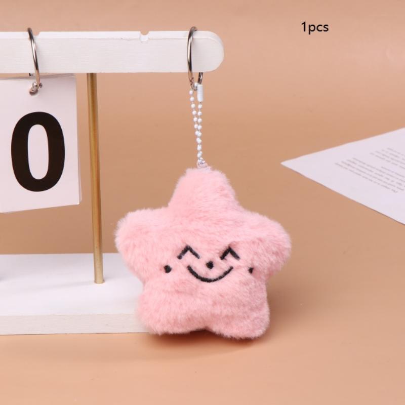 

1/3Pcs Pink Star Plush Keychain Cartoon Stuffed Doll Keyring Bag Pendant Backpack Hanging Decoration Fans Collection Gifts 1Pcs