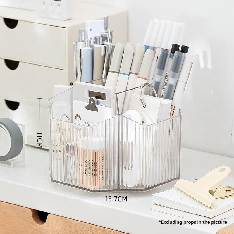 

Прозрачный пластиковый вращающийся органайзер для ручек большой вместимости Коробка для хранения Настольный органайзер для канцелярских товаров для офиса с легкой роскошью С сливовый