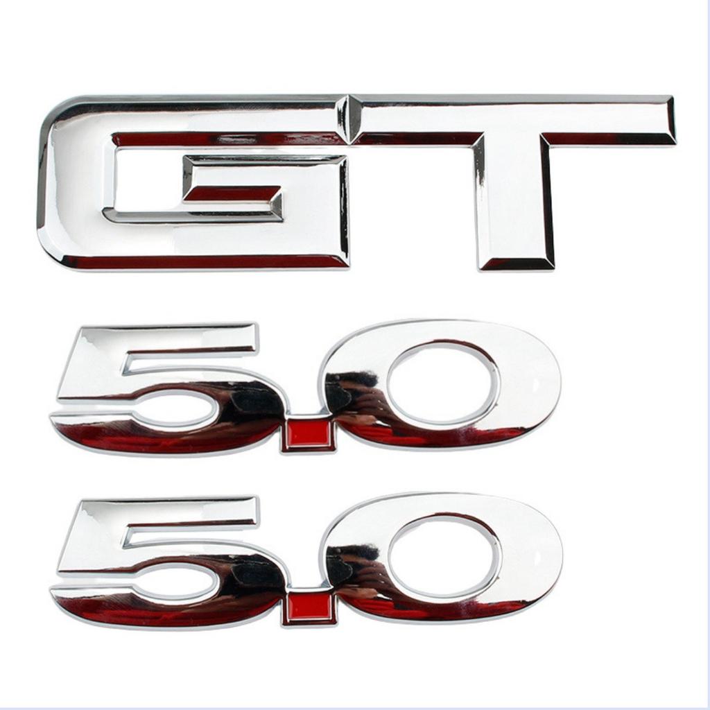 3 Pcs Metal Badge GT 5.0 Emblem Decal Car Sticker for All Models Decoration Toyota Mercedes Amg Ford Mustang GT 5.0 Accessories