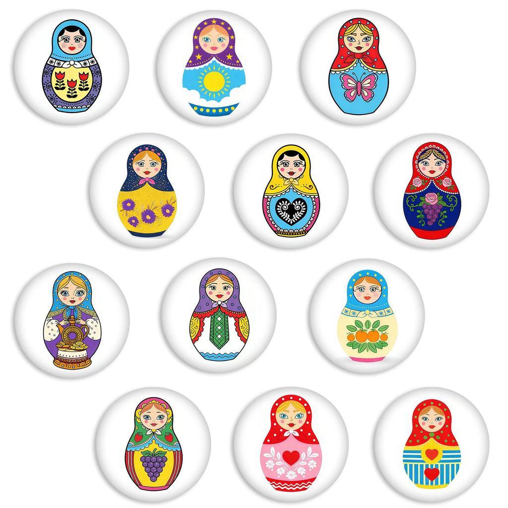 Cartoon Healing Russian Nesting Dolls Magnetic Refrigerator Sticker