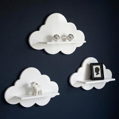 Multi-functional Wooden Wall Storage Rack Durable Minimalist Cloud Shape Shelf Stable Wall Shelf Display Bathroom