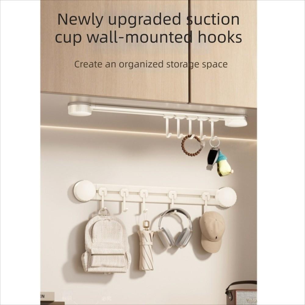Wall-Mounted Vacuum Suction Cup Hooks 4/6 Hooks Kitchen Storage Hooks for Home