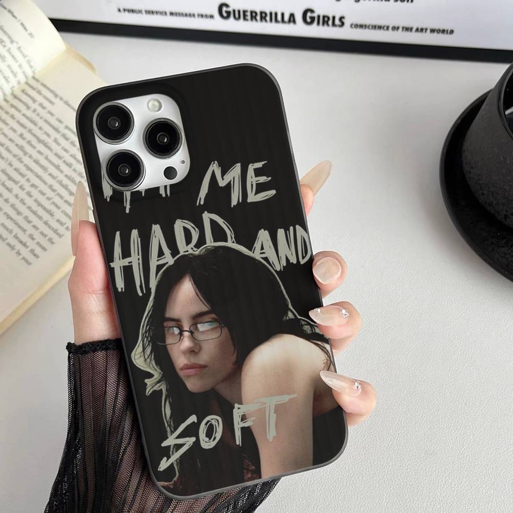 Pop E-Eilish Star B-billie Corrugated Stripe Phone Case For IPhone 17 16 15 14 13 12 11 Pro Max Plus Pro Shockproof Cover
