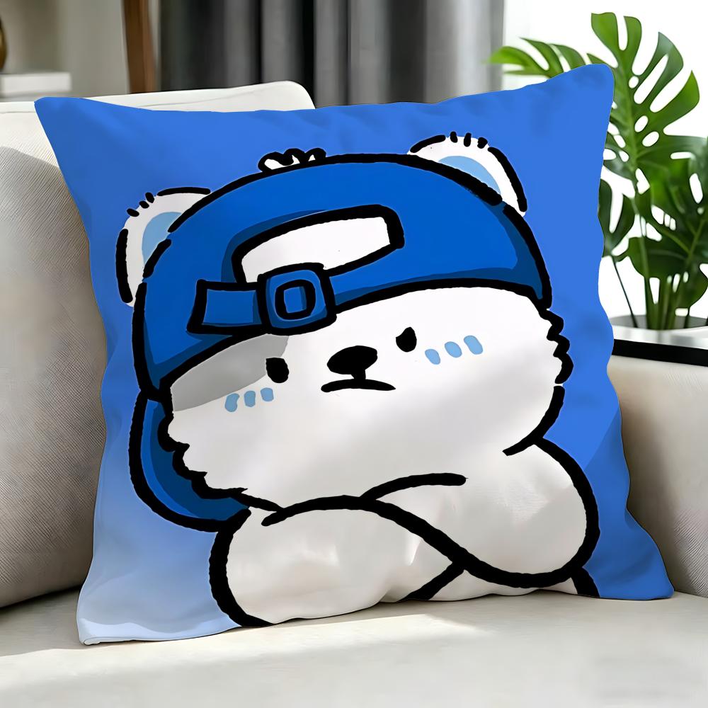 Cute Cute Bear Stickers Cushion Cover Cushion Cover Set 4Pcs 50X50 45X45 40X40 Pillowcase Decorative Sofa Home Decor