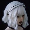 Gothic Style PU Leather Headband Handmade Steampunk Headpiece Rock Headband  Punk Events