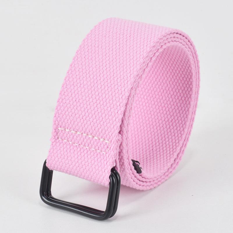 Unisex No-Hole Canvas Belt with Double Ring Buckle - Perfect for Students, Military Training, and Fashion.