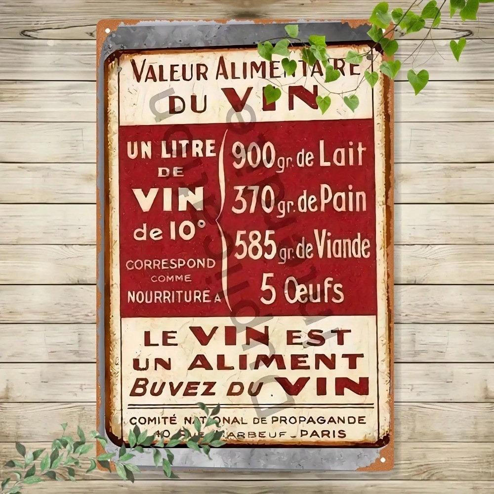France Wine Metal Wall Sign 20x30cm Home Bar Cellar Decor