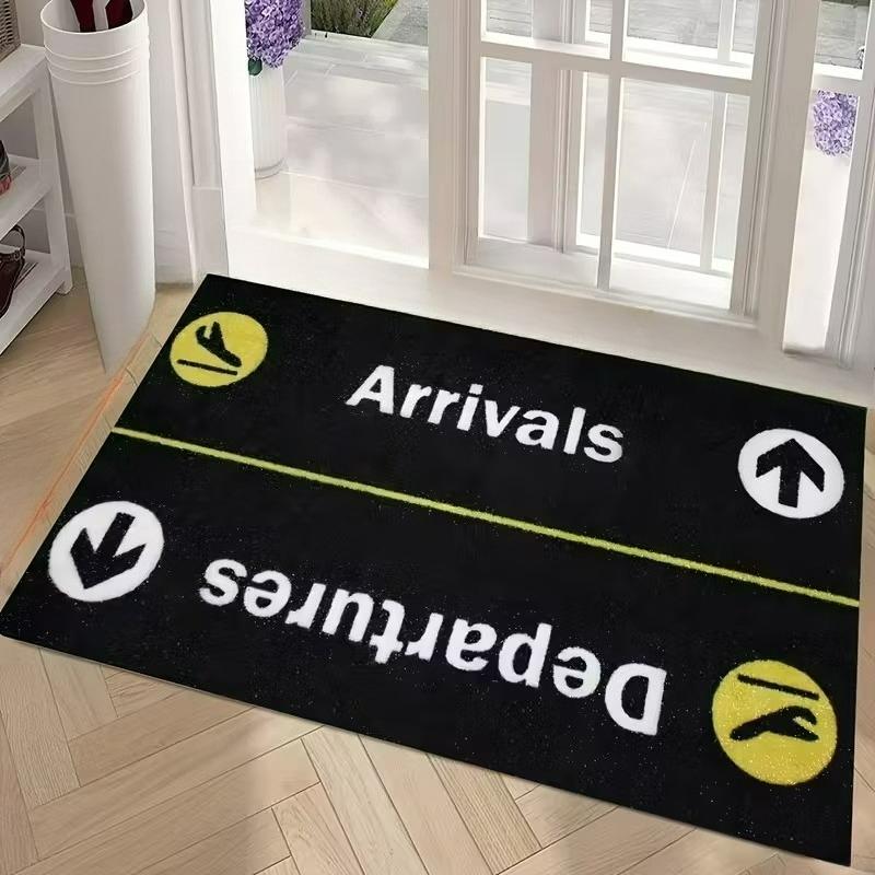 

1 шт. Коврик для прихожей на тему рейсов прибытия и отправления - Прямоугольный коврик для входных дверей, гостиных и домашнего декора, Всесезонное использование 40cm x 60cm
