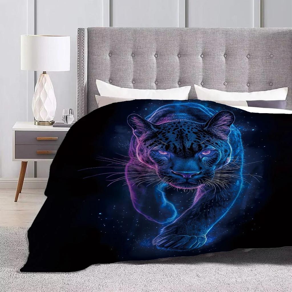 1PC Leopard Pattern Flannel Blanket, Soft, Skin-Friendly, Warm, Machine Washable, Suitable for Sofa, Bed, Office, Camping,Travel