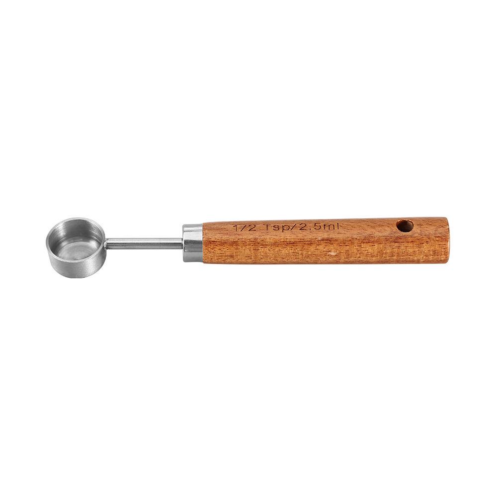 8-Piece Stainless Steel Measuring Cup & Spoon Set with Titanium Gold & Wooden Handles