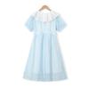 MonTAGUT Girls' Summer Academy Style Peter Pan Collar Long Dress