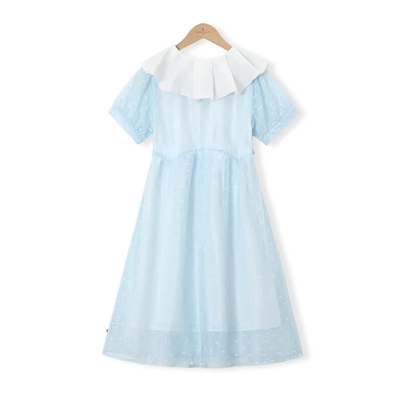 MonTAGUT Girls' Summer Academy Style Peter Pan Collar Long Dress