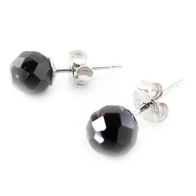 [J3520] - BO Silber 'Crystal Balls' schwarz 6 mm