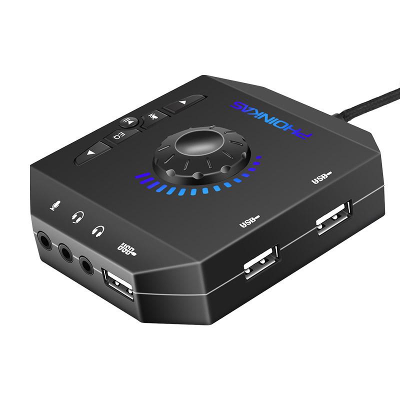 T10 Externe Soundkarte, USB-Audioadapter für PC, Windows, Mac, Linux, Laptops, Desktops, 0,138-Zoll Stereo-Soundkarte und USB-Schnittstelle,