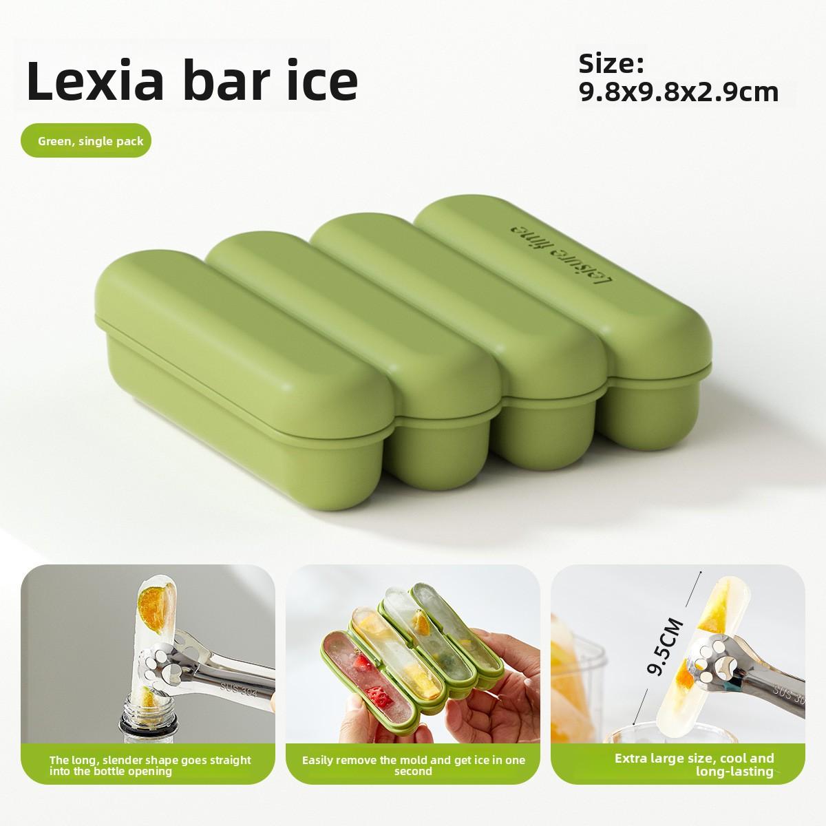 

Silicone Ice Cube Tray - Long Rectangular Large Ice Cube Mold - Ice Making Box - Baby Food Box - with Lid - Household Square зелений