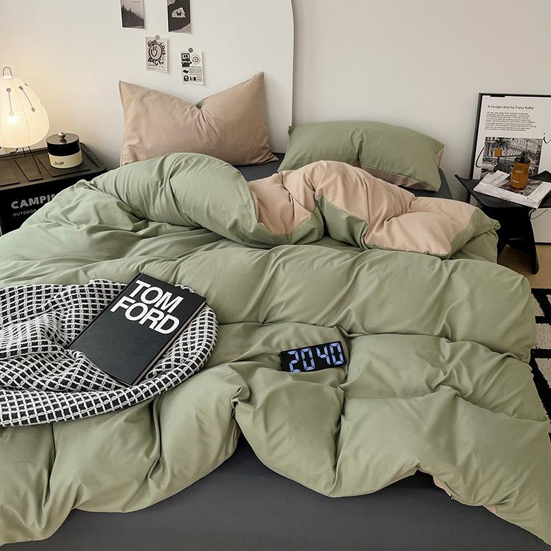 Solid Color Set of Bed Linens Including a Flat Sheet, Fitted Sheet, and Pillowcases